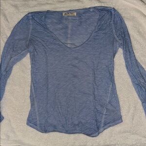 Free People Blue Long Sleeve Fitted Tee